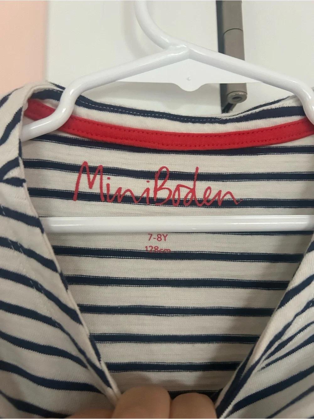 Mini Boden Striped Long-Sleeve Dress with Colorful Pocket Accents